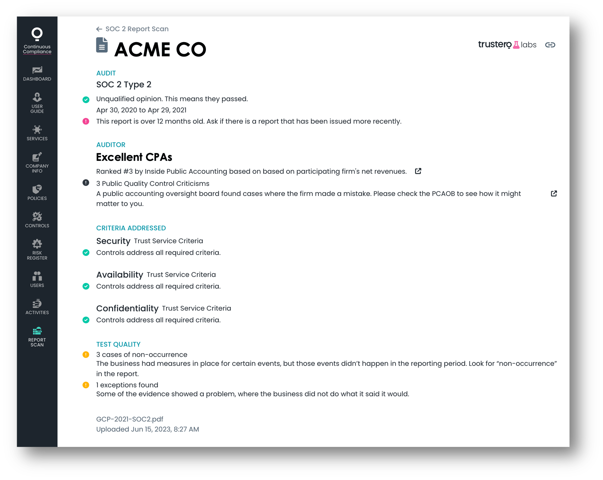 SOC 2 Report Scanner